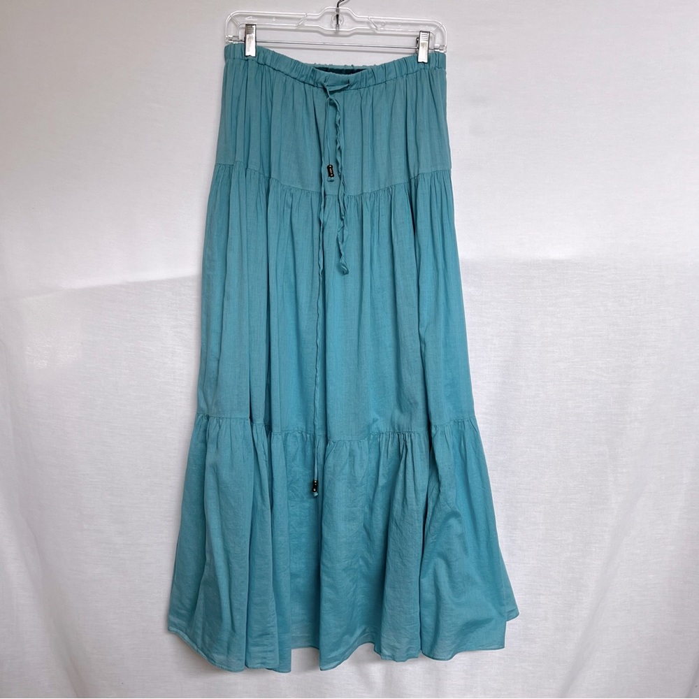 DKNYC Maxi Turquoise Tiered 100% Cotton Skirt.  Size S